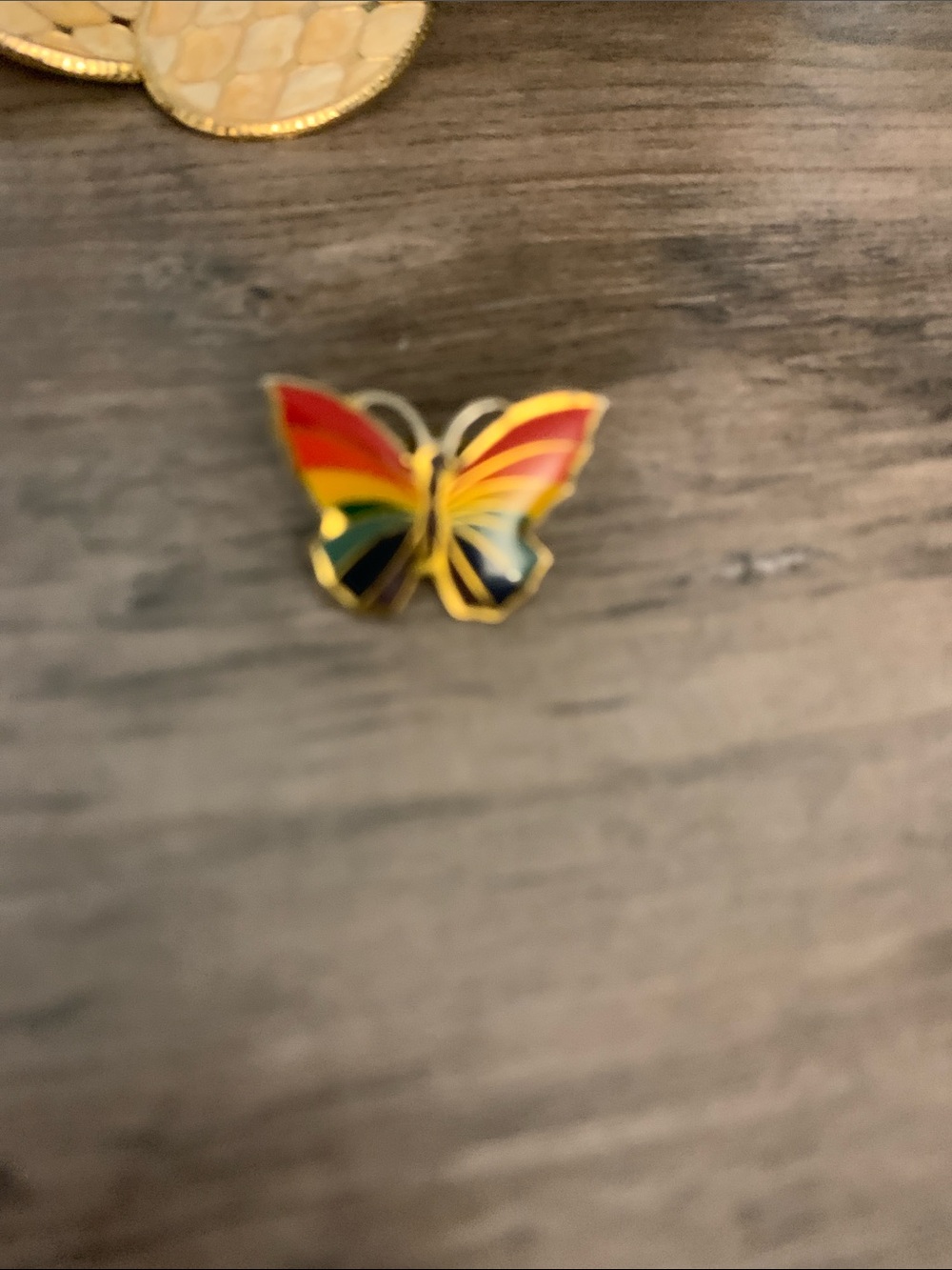 Gold-Tone Multi-Color Enamel Butterfly Brooch Signed BALLOU REG’D